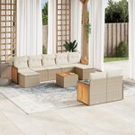 vidaXL Salon de jardin avec coussins 10 Pièces beige résine tressée
