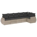 vidaXL Salon de jardin 6 Pièces avec coussins gris clair résine tressée