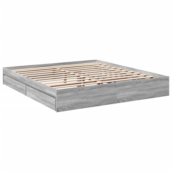 vidaXL Cadre de lit et tiroirs sonoma gris 200x200cm bois d'ingénierie