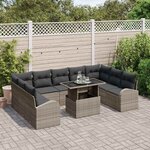 vidaXL Ensemble de canapé de jardin 10 Pièces Gris Poly rotin
