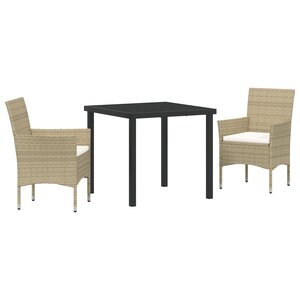 vidaXL Set de Jardin 3 Pièces Beige Rotin Synthétique