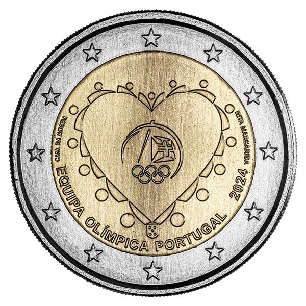 Pièce de monnaie 2 euro commémorative Portugal 2024 - Jeux Olympiques d’été de Paris