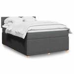 vidaXL Sommier à lattes de lit avec matelas Gris foncé 140x200cm Tissu