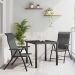 vidaXL Ensemble de salle à manger pour jardin 3 Pièces Gris Poly rotin