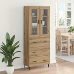 vidaXL Haut Armoire 2 Pièces Chêne artisanal Bois Aggloméré et Verre