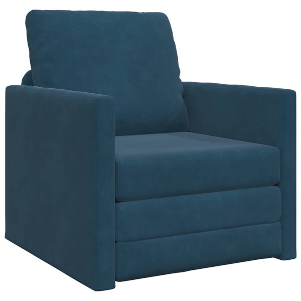 vidaXL Canapé-Lit Bleu 74 x 77 x 81 cm Velours