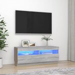 vidaXL Meuble TV avec lumières LED sonoma gris 100x35x40 cm