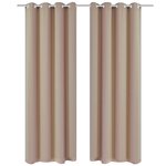 2 Pièces Rideau Blackout Occultant Crème avec Œillets en métal 135x245cm