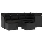 vidaXL Salon de jardin 7 Pièces avec coussins noir résine tressée