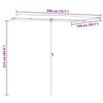 vidaXL Parasol de jardin avec mât en aluminium 2x1 5 m Terre cuite