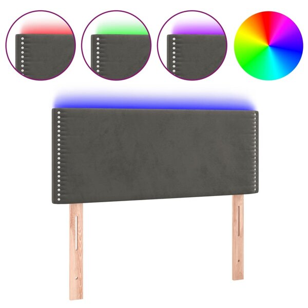 vidaXL Tête de lit à LED Gris foncé 80x5x78/88 cm Velours