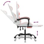 vidaXL Chaise de jeu avec repose-pied Blanc et rose Similicuir