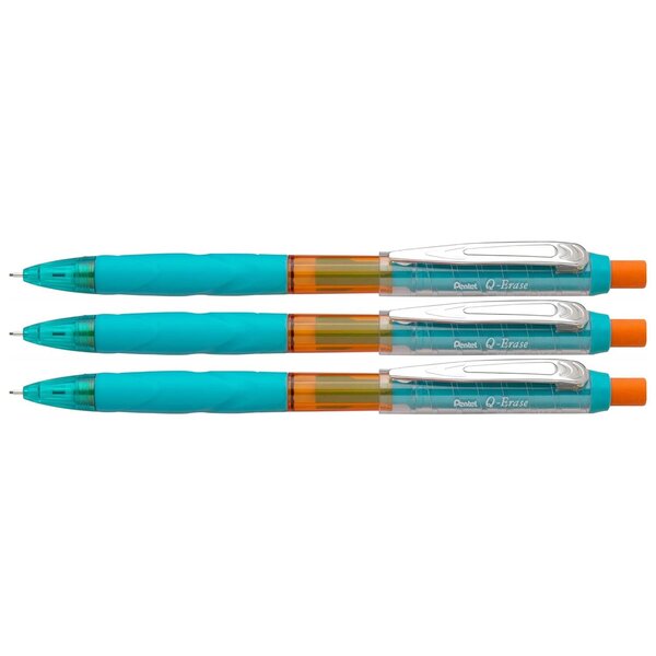 Porte-mines Q-Erase 0 5 mm menthe/orange x 3 PENTEL
