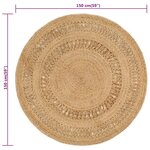 Vidaxl tapis jute tressé à la main 150 cm rond