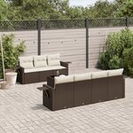 vidaXL Salon de jardin 8 Pièces avec coussins marron résine tressée