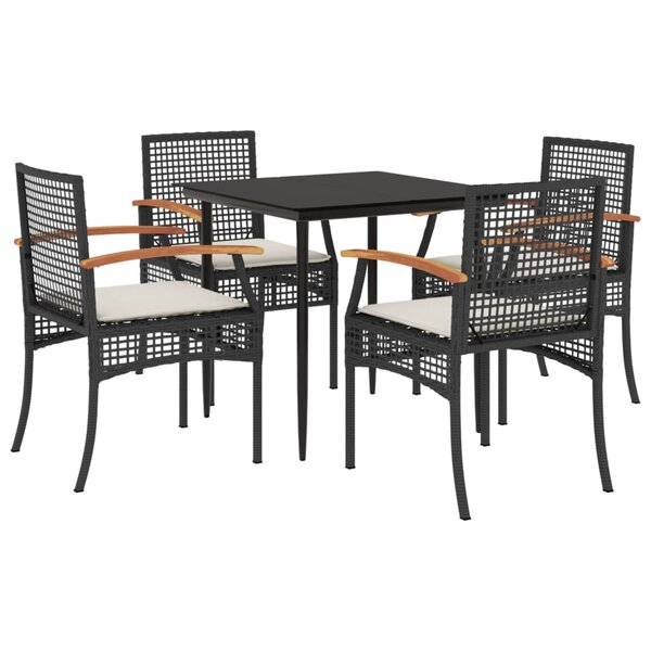 vidaXL Ensemble à manger de jardin coussins 5Pièces Noir Résine tressée