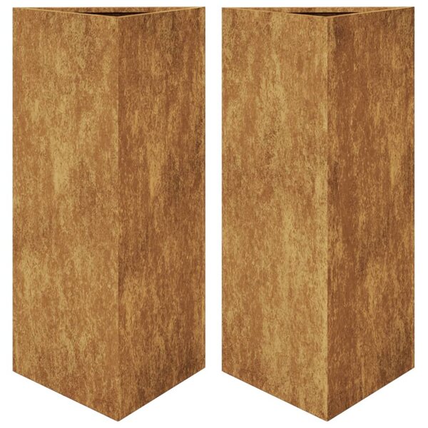 vidaXL Jardinières 2 Pièces triangulaire 40x34 5x70 cm acier corten