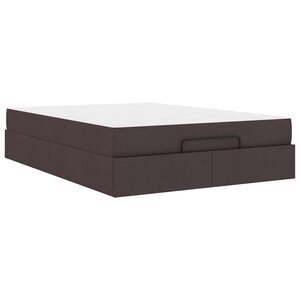 vidaXL Cadre de lit avec stockage Marron foncé 160 x 200 cm tissu