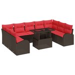 vidaXL Ensemble de canapé de jardin 10 Pièces Marron Poly rotin