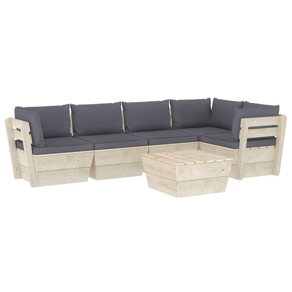 vidaXL Salon de jardin palette 6 Pièces avec coussins Épicéa imprégné