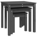 vidaXL Tables gigognes 3 Pièces Gris Bois de pin massif