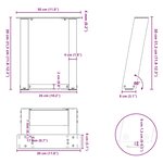 vidaXL Pieds de table basse en U 2 pièces Noir 30 x (30-31) cm Acier