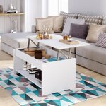 HAPPY Table basse relevable style contemporain blanc mat - L 100 x l 50 cm