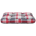 vidaXL Coussin de palette motif à carreaux rouge 50x40x12 cm tissu