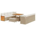 vidaXL Ensemble de canapé de jardin avec coussin 11 Pièces beige et crème