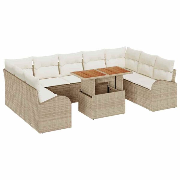 vidaXL Ensemble de canapé de jardin avec coussin 10 Pièces beige et crème