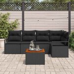 vidaXL Ensemble de canapé de jardin 6 Pièces Noir