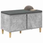 vidaXL Banc d'entrée avec coussin Gris béton 80 x 38 x 46 cm