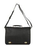 Cartable homme Premium en cuir - KATANA - 2 soufflets - 40 cm - 31017-Noir