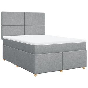 vidaXL Sommier à lattes de lit avec matelas Gris clair 160x200cm Tissu
