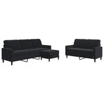 vidaXL Ensemble de canapés 3 Pièces avec coussins Noir Velours