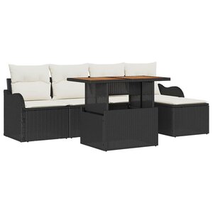vidaXL Ensemble de canapé de jardin 6 Pièces Noir Poly rotin