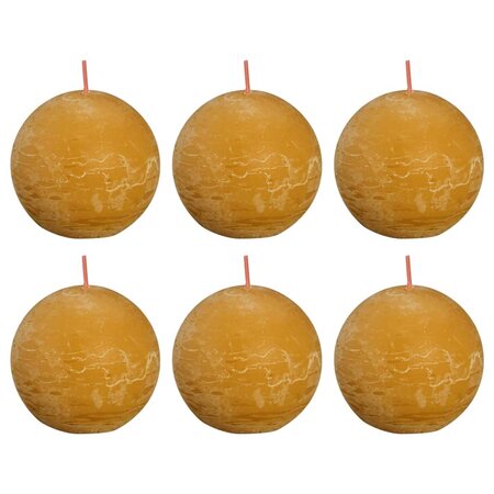 Bolsius Bougies boule rustiques 6 Pièces 76x71 mm Jaune nid d'abeilles