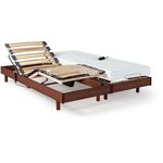 Ensemble relaxation matelas + sommiers électriques cerisier 2 x 70 x 190 - Mousse - 14 cm
