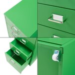 Caisson de bureau armoire meuble de rangement à roulettes avec 5 tiroirs 69 x 28 x 41 cm vert pomme 03_0009109