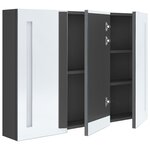 vidaXL Armoire de salle de bain à miroir LED 89x14x62 cm Gris