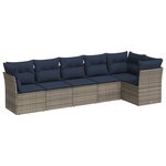 vidaXL Salon de jardin 6 Pièces avec coussins gris résine tressée