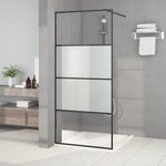 vidaXL Paroi de douche Noir 90x195 cm Verre ESG demi-dépoli