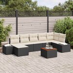 vidaXL Ensemble de canapé de jardin 8 Pièces Noir  blanc