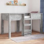 vidaXL Lit Superposé pour Enfants avec stockage Gris béton 90 x 200 cm