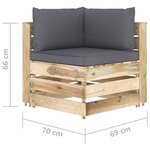 Vidaxl canapé de jardin 2 places avec coussins bois imprégné de vert