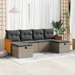 vidaXL Salon de jardin 6 Pièces avec coussins gris résine tressée