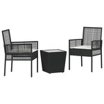 vidaXL Ensemble bistro de jardin 3 Pièces Noir Poly rotin
