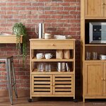 vidaXL Chariot de Cuisine avec Roues Naturel 59 5 x 36 x 82 cm Bambou