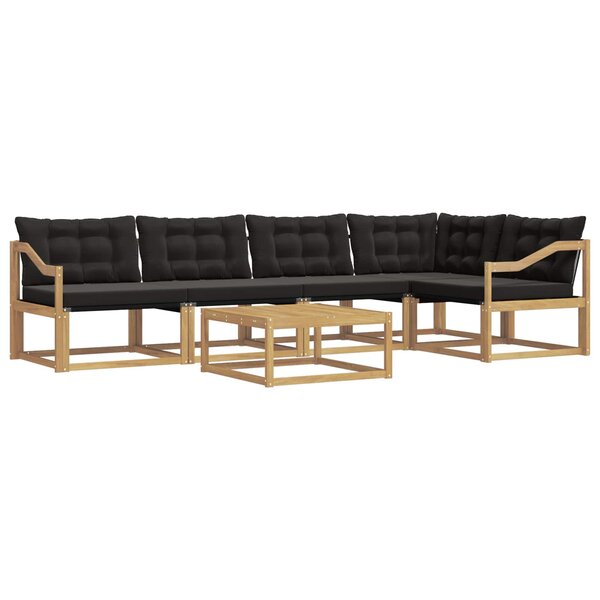 vidaXL Ensemble de canapés d'extérieur 6 Pièces Blanc et noir