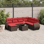 vidaXL Salon de jardin 8 Pièces avec coussins marron résine tressée